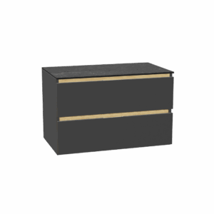 Tuto 2.0 szafka wisząca 80 cm 2 szuflady front gładki niski, blat marmur, szary/szary