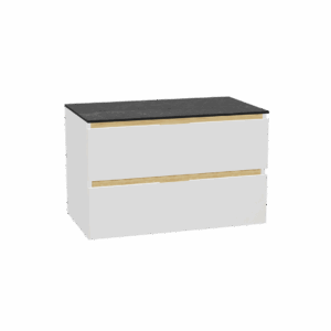 Tuto 2.0 szafka wisząca 80 cm 2 szuflady front gładki niski, blat marmur, biały/biały