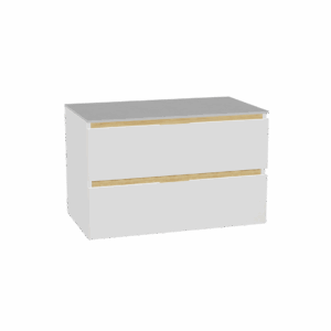 Tuto 2.0 szafka wisząca 80 cm 2 szuflady front gładki niski, blat jasny szary, biały/biały