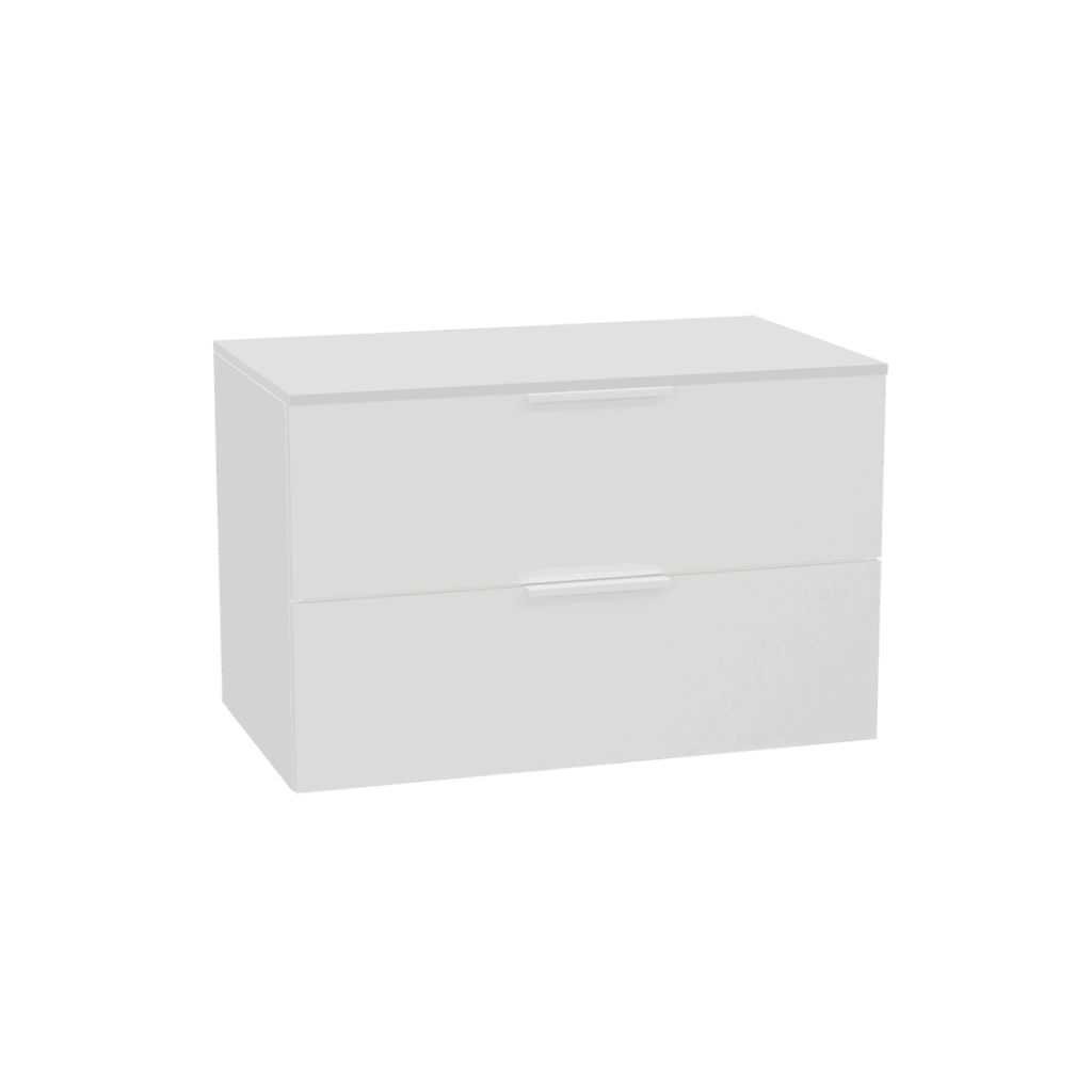Tuto 2.0 szafka wisząca 80 cm 2 szuflady front gładki wysoki, blat biały lakierowany, biały/biały