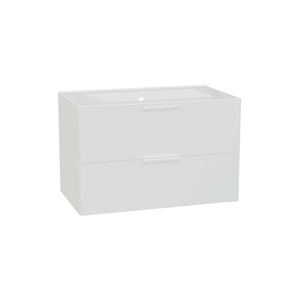 Tuto 2.0 szafka wisząca 80 cm 2 szuflady front gładki wysoki, umywalka As, biały/biały