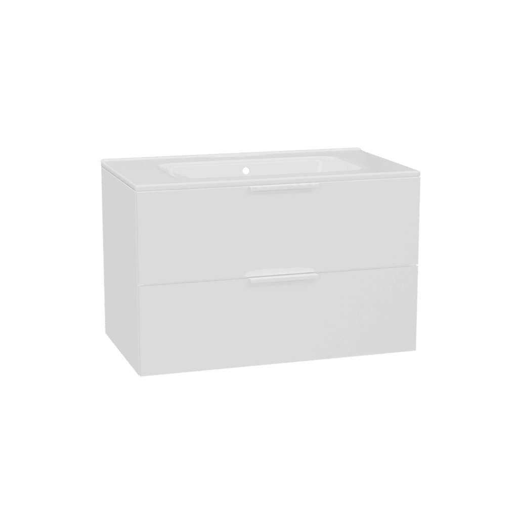 Tuto 2.0 szafka wisząca 80 cm 2 szuflady front gładki wysoki, umywalka Pik, biały/biały