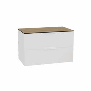 Tuto 2.0 szafka wisząca 80 cm 2 szuflady front gładki wysoki, blat dąb Hikora, biały/biały