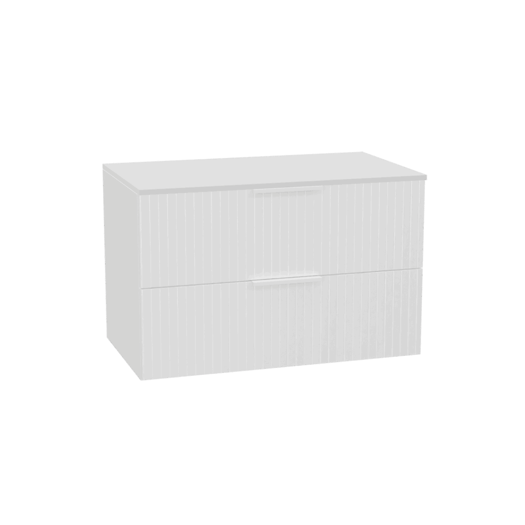 Tuto 2.0 szafka wisząca 80 cm 2 szuflady front ryflowany, blat biały lakierowany, biały/biały