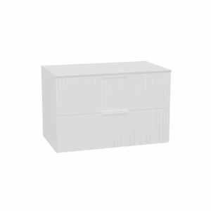 Tuto 2.0 szafka wisząca 80 cm 2 szuflady front ryflowany, blat biały lakierowany, biały/biały