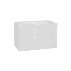 Tuto 2.0 szafka wisząca 80 cm 2 szuflady front ryflowany, umywalka Pik, biały/biały