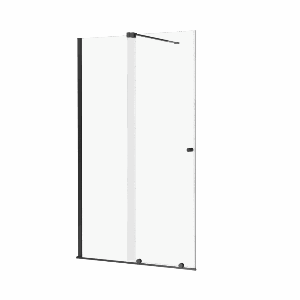 Ortigo walk-in drzwi prysznicowe przesuwne 130×200 cm, powłoka Clean Control, czarny mat