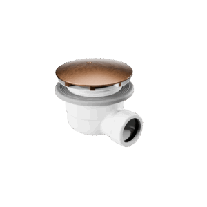 Vert syfon do brodzika biały 90 mm z pokrywą, miedziany szczotkowany