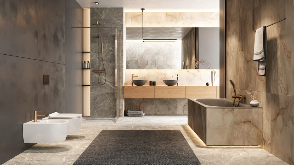 Vidoq walk-in ścianka prysznicowa prosta 110×200 cm, powłoka Clean Control, miedziany szczotkowany