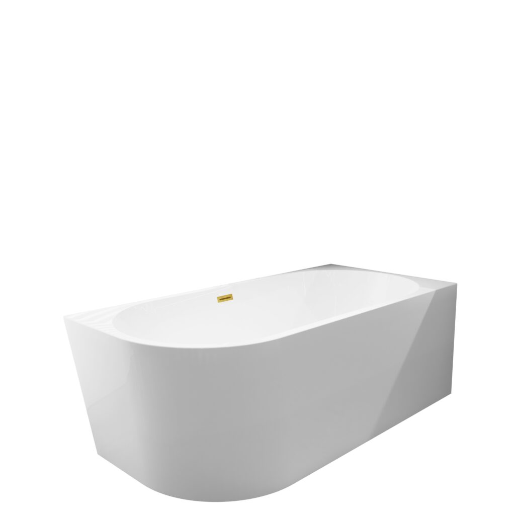 Wanna wolnostojąca narożna prawa AVOLA z pokrywką MIRROR GOLD – 170 x 80 cm