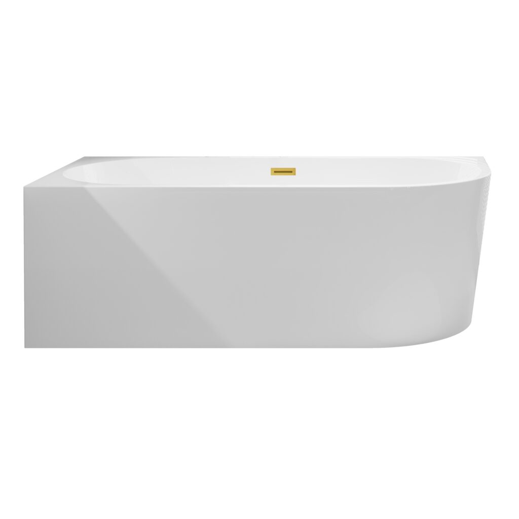 Wanna wolnostojąca narożna lewa AVOLA z pokrywką MIRROR GOLD – 170 x 80 cm