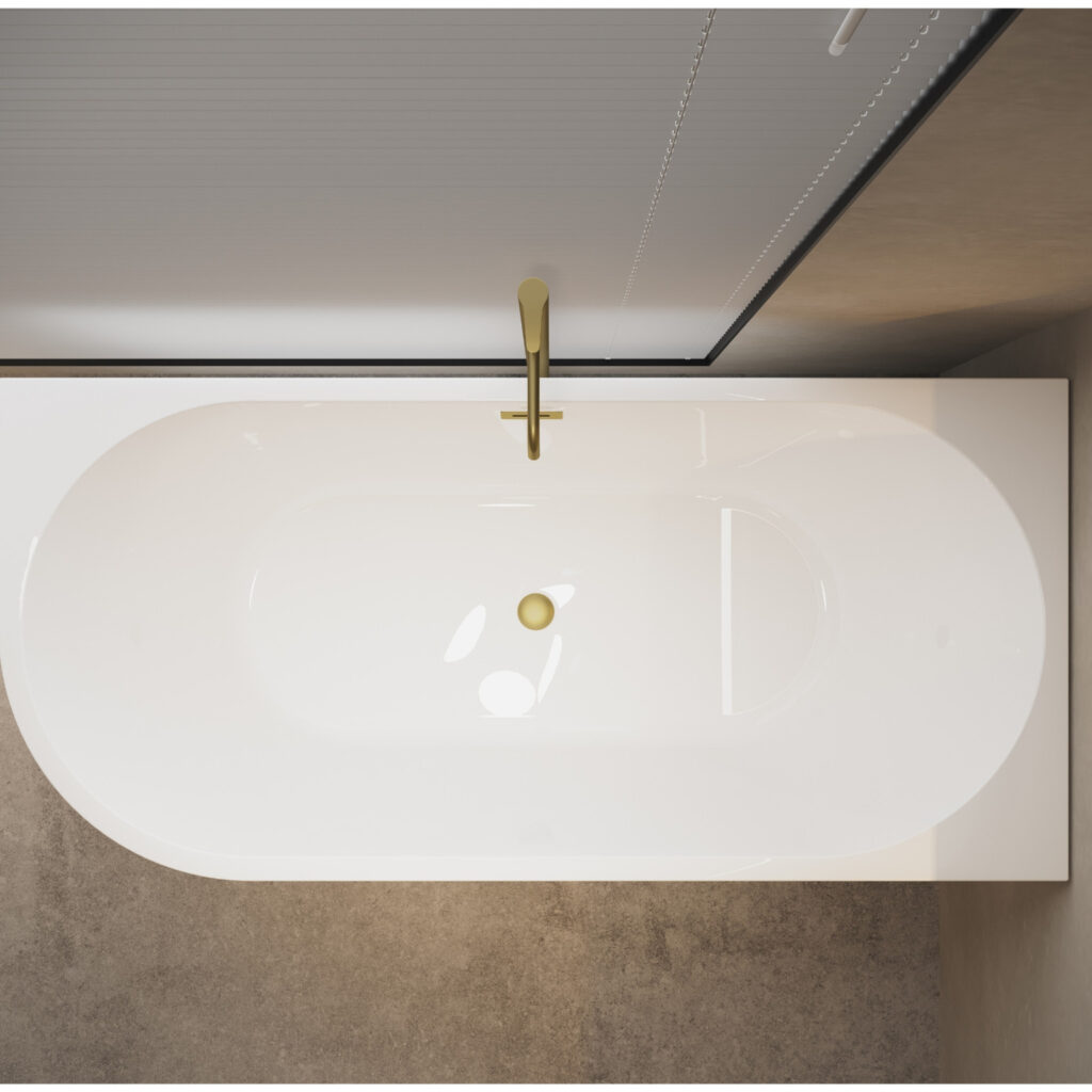Wanna wolnostojąca narożna prawa AVOLA z pokrywką GOLD – 170 x 80 cm