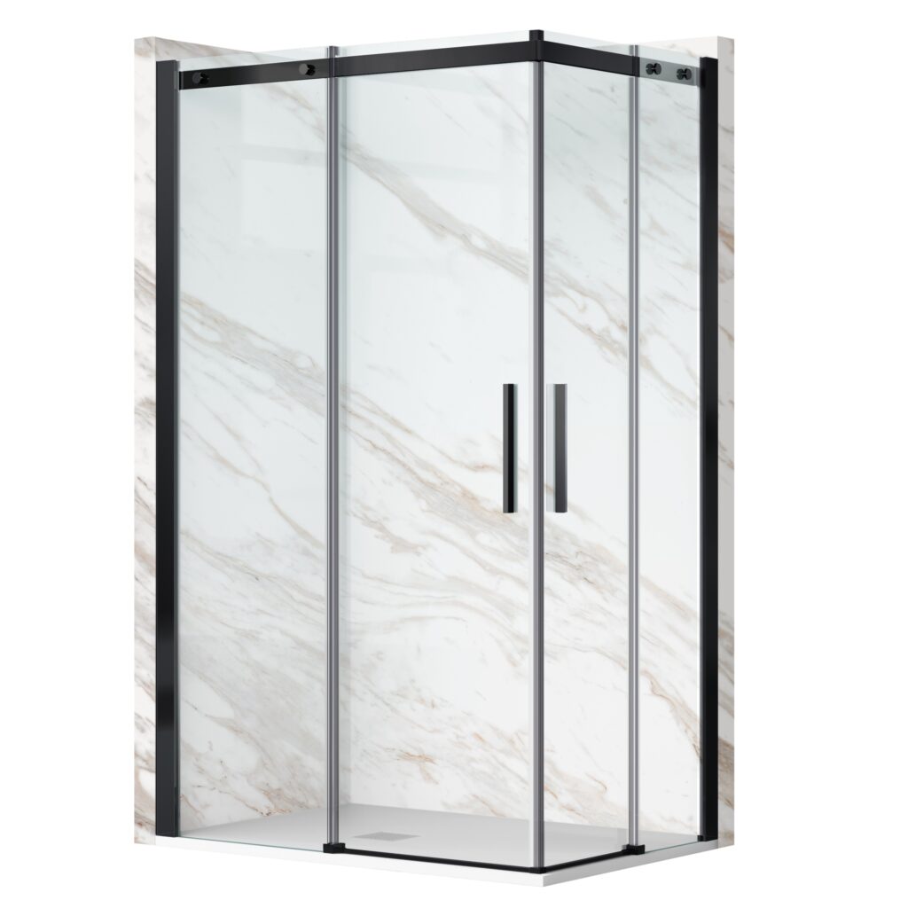 Kabina prysznicowa rozsuwana Rio – BLACK 80×80 cm