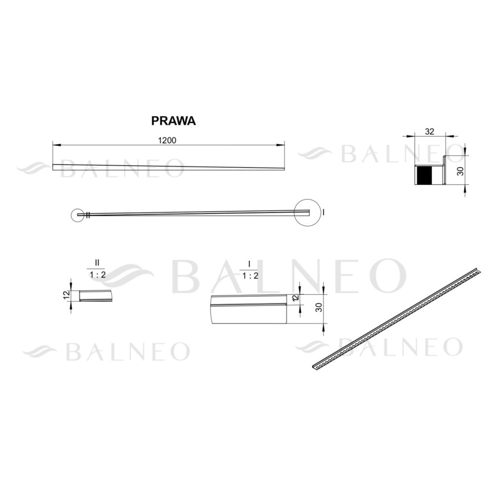 Listwa spadkowa podłogowa prawa 120 cm miedziana
