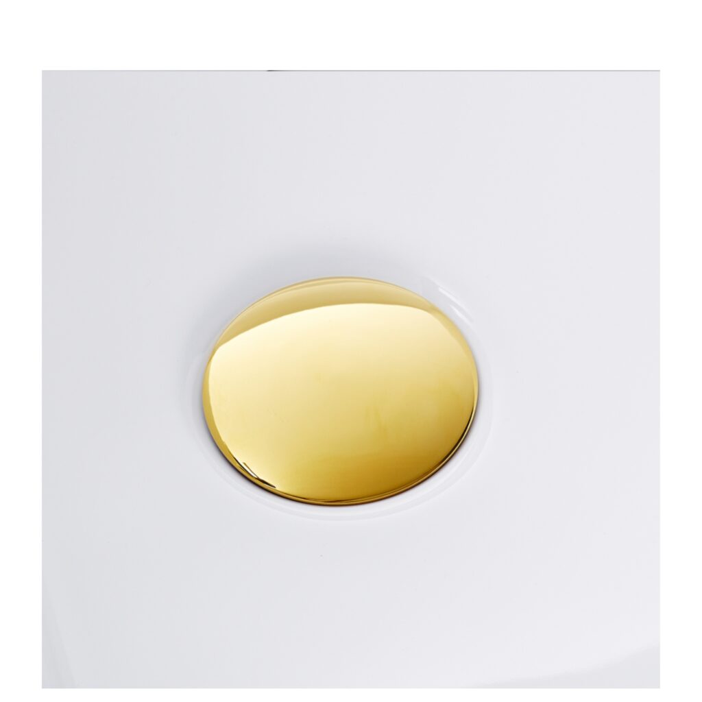 Wanna wolnostojąca narożna lewa AVOLA z pokrywką MIRROR GOLD – 160 x 80 cm