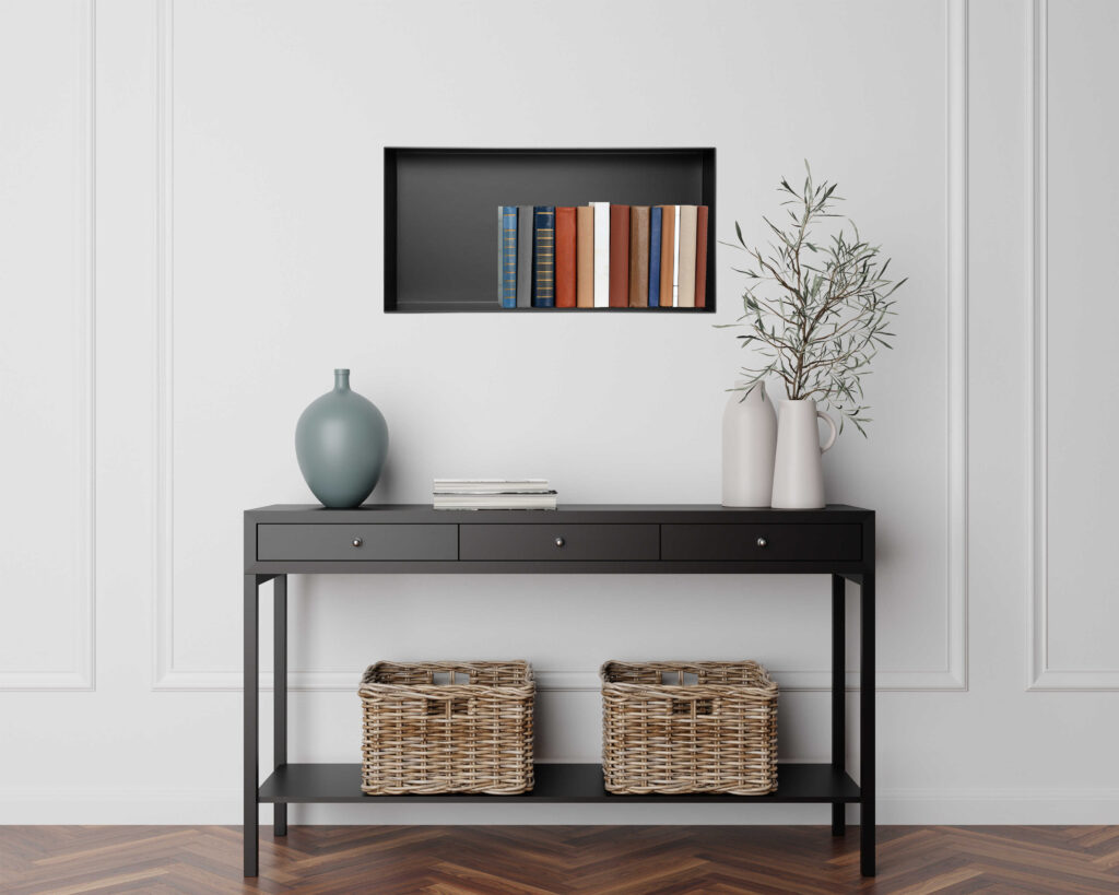 WALL-BOX No Rim Black – Półka wnękowa bezramkowa czarna 60x30x10 cm