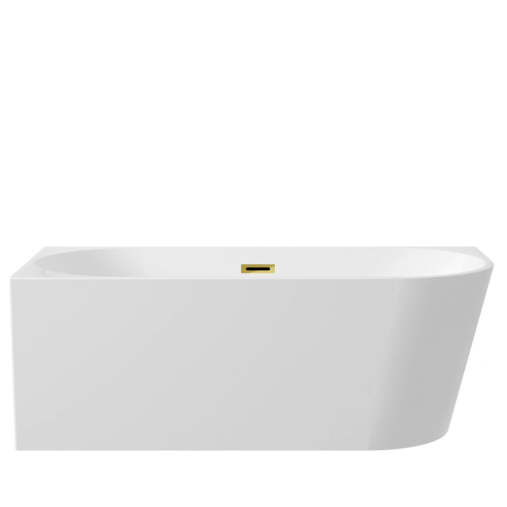 Wanna wolnostojąca narożna lewa AVOLA z pokrywką MIRROR GOLD – 170 x 80 cm