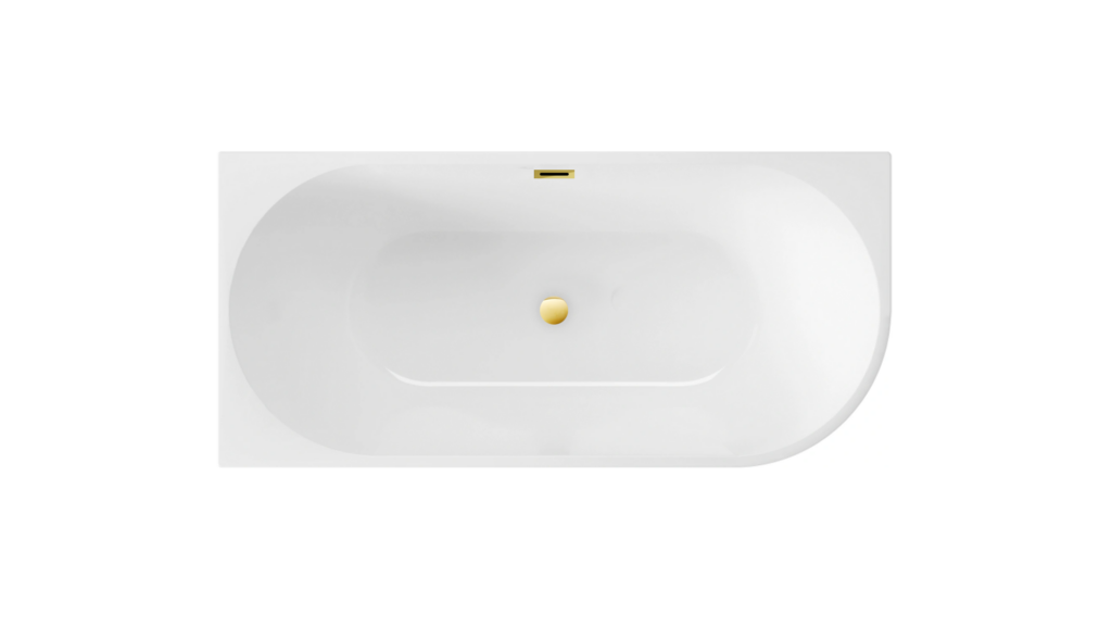 Wanna wolnostojąca narożna prawa AVOLA z pokrywką MIRROR GOLD – 170 x 80 cm