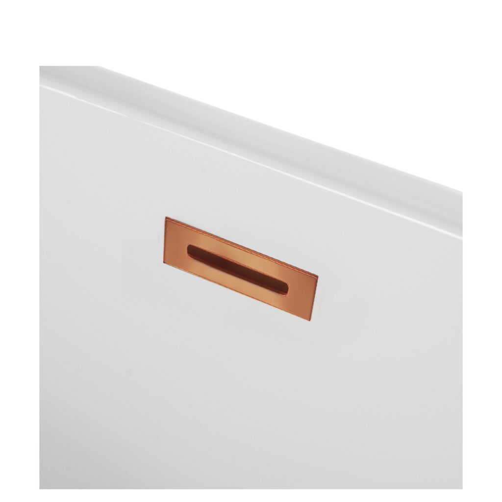 Wanna wolnostojąca narożna lewa AVOLA z pokrywką COPPER – 160 x 80 cm
