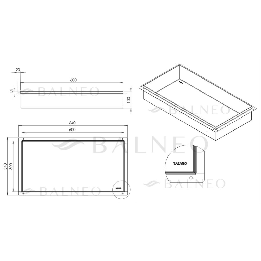 WALL-BOX No Rim Black – Półka wnękowa bezramkowa czarna 60x30x10 cm