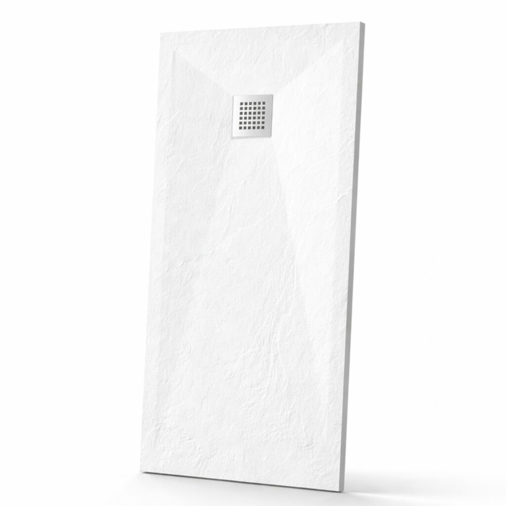 Stone Tray White – Brodzik z konglomeratu mineralnego „F” Biały 80 x 110 x 2,5 cm