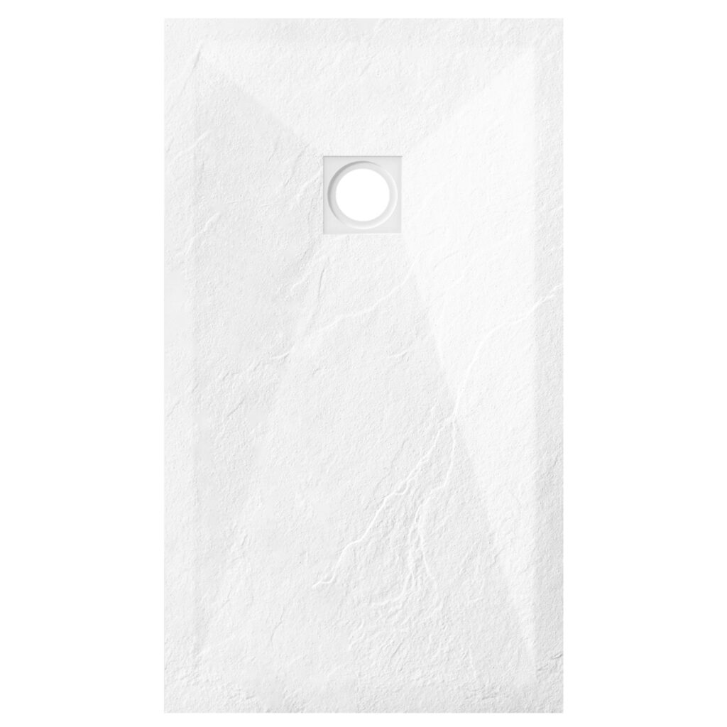 Stone Tray White – Brodzik z konglomeratu mineralnego „F” Biały 80 x 110 x 2,5 cm