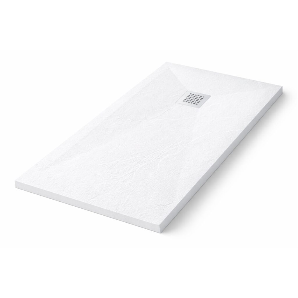 Stone Tray White – Brodzik z konglomeratu mineralnego „F” Biały 80 x 140 x 2,5 cm