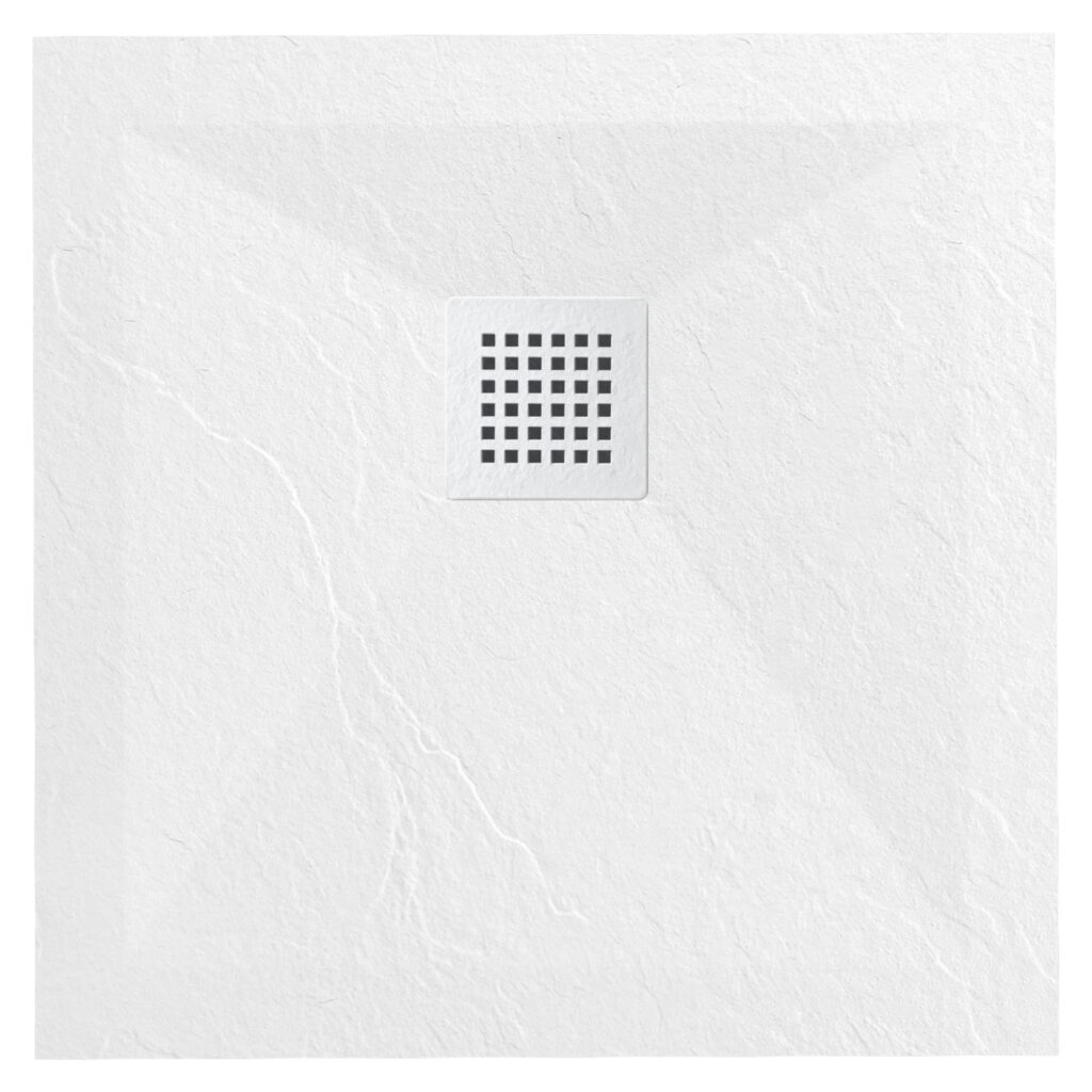 Stone Tray White – Brodzik z konglomeratu mineralnego „F” Biały 90 x 90 x 2,5 cm