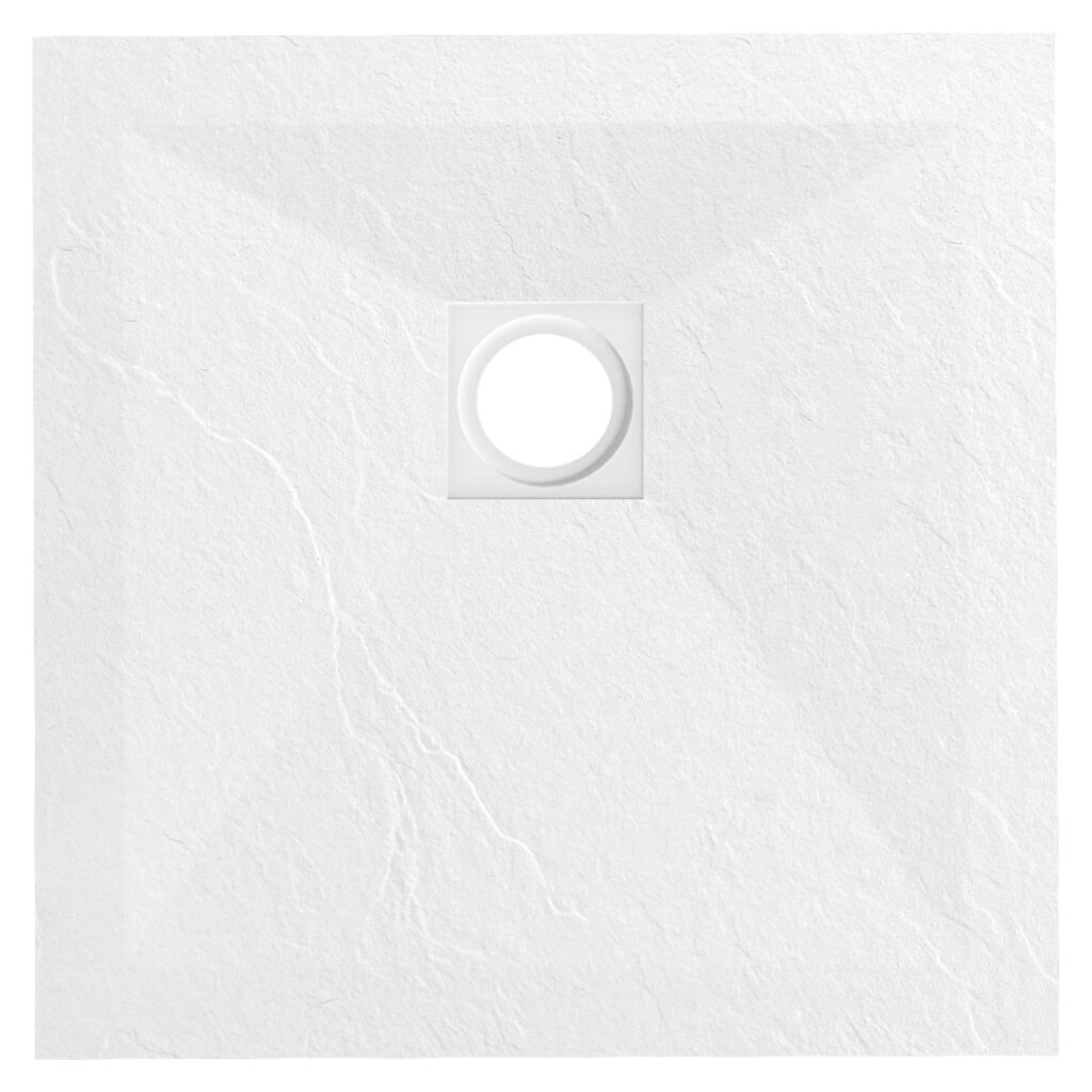 Stone Tray White – Brodzik z konglomeratu mineralnego „F” Biały 90 x 90 x 2,5 cm
