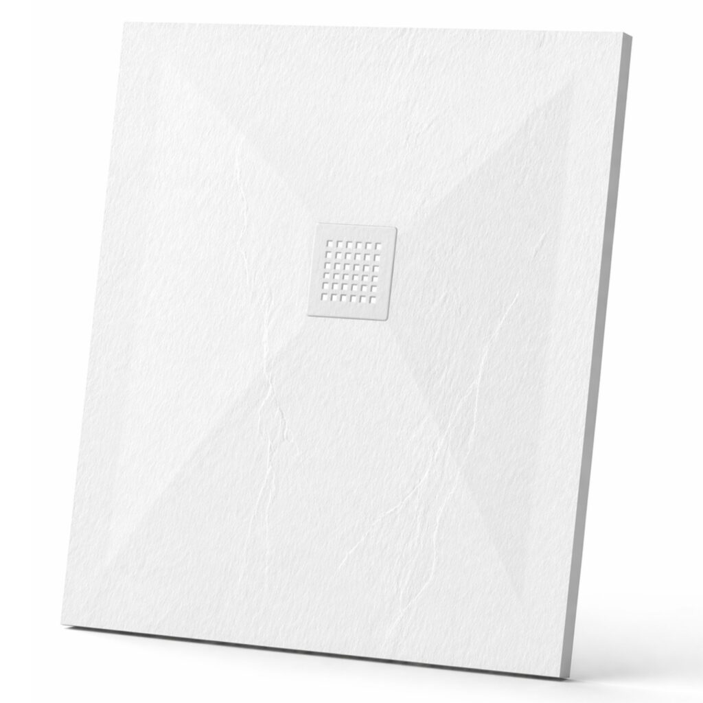 Stone Tray White – Brodzik z konglomeratu mineralnego „F” Biały 90 x 90 x 2,5 cm