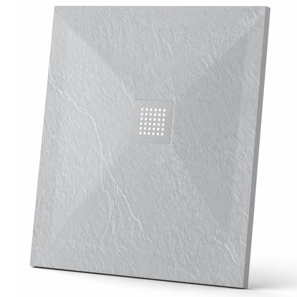 Stone Tray Light Grey – Brodzik z konglomeratu mineralnego „F” Jasnoszary 90 x 90 x 2,5 cm
