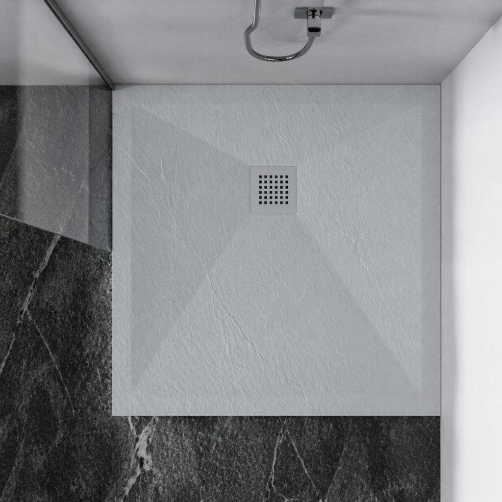 Stone Tray Light Grey – Brodzik z konglomeratu mineralnego „F” Jasnoszary 90 x 90 x 2,5 cm