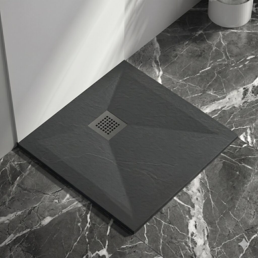 Stone Tray Dark Grey – Brodzik z konglomeratu mineralnego „F” Ciemnoszary 90 x 90 x 2,5 cm