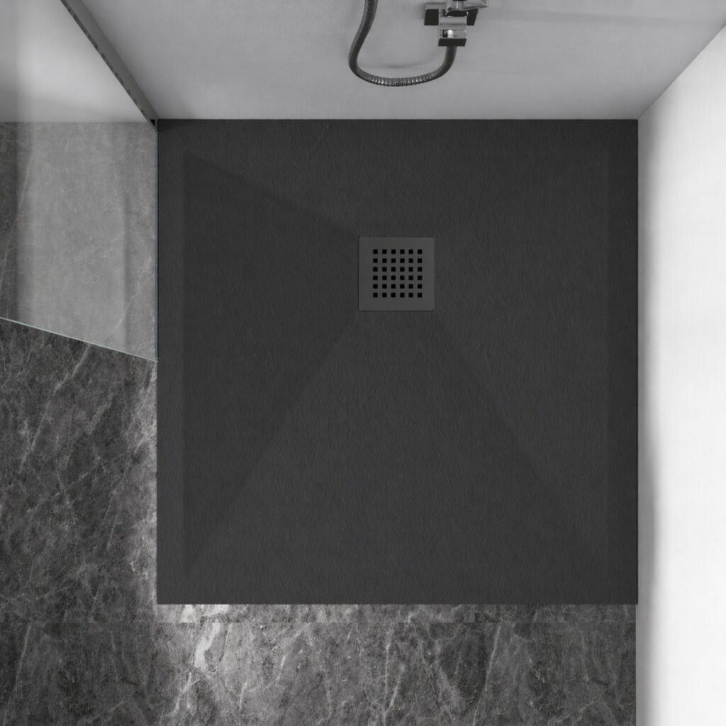 Stone Tray Dark Grey – Brodzik z konglomeratu mineralnego „F” Ciemnoszary 90 x 90 x 2,5 cm