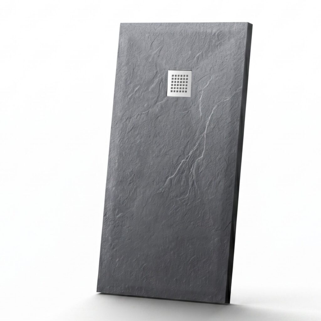 Stone Tray Dark Grey – Brodzik z konglomeratu mineralnego „F” Ciemnoszary 90 x 120 x 2,5 cm