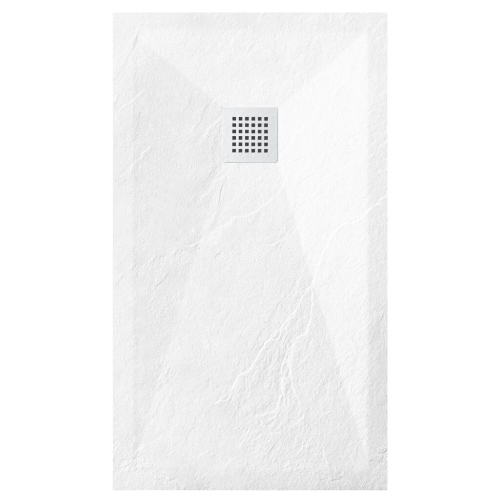 Stone Tray White – Brodzik z konglomeratu mineralnego „F” Biały 90 x 140 x 3 cm