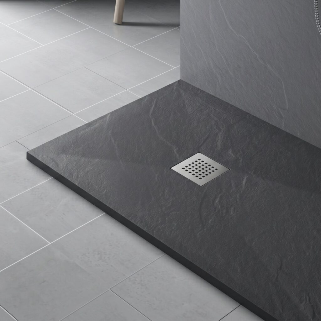 Stone Tray Dark Grey – Brodzik z konglomeratu mineralnego „F” Ciemnoszary 90 x 140 x 3 cm
