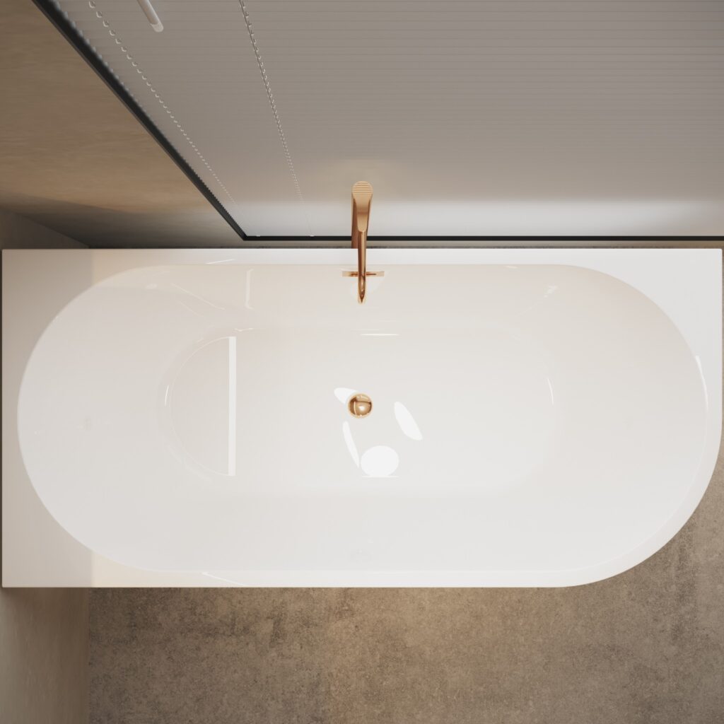 Wanna wolnostojąca narożna lewa AVOLA z pokrywką COPPER – 170 x 80 cm