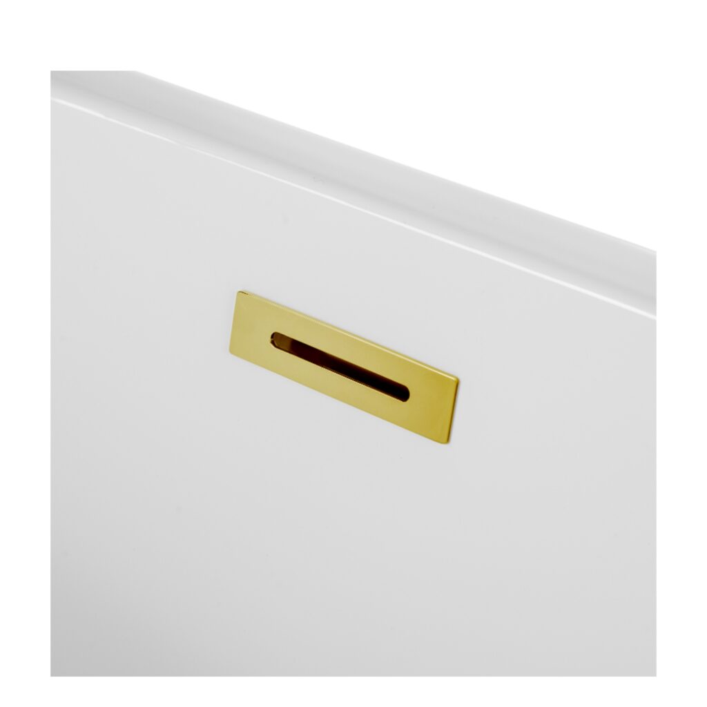Wanna wolnostojąca narożna lewa AVOLA z pokrywką MIRROR GOLD – 160 x 80 cm