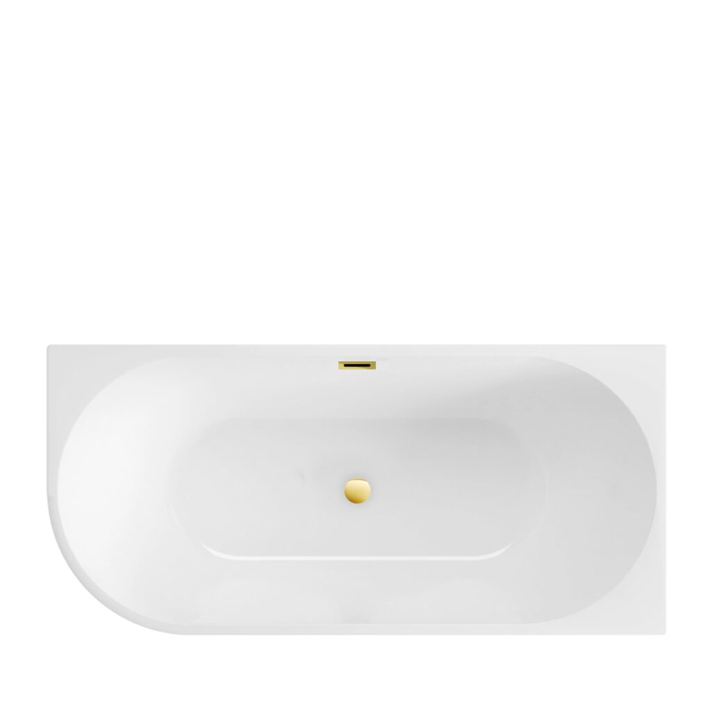 Wanna wolnostojąca narożna lewa AVOLA z pokrywką MIRROR GOLD – 170 x 80 cm
