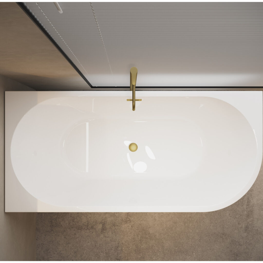 Wanna wolnostojąca narożna lewa AVOLA z pokrywką GOLD – 170 x 80 cm