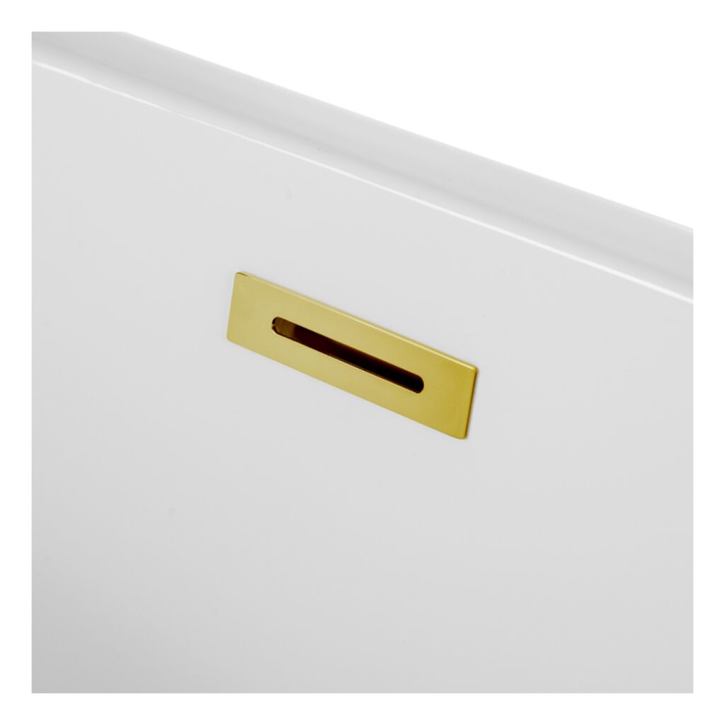 Wanna wolnostojąca narożna lewa AVOLA z pokrywką MIRROR GOLD – 170 x 80 cm
