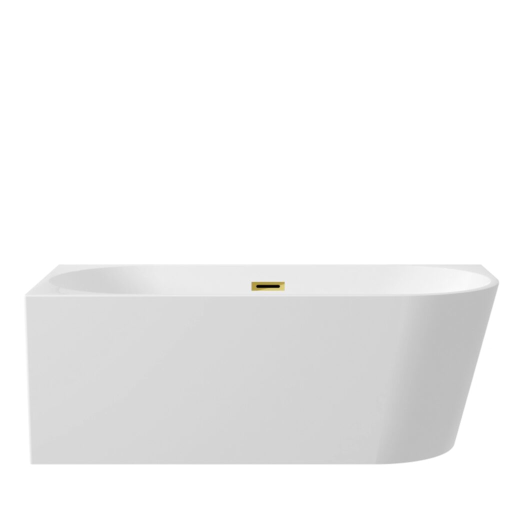 Wanna wolnostojąca narożna lewa AVOLA z pokrywką MIRROR GOLD – 160 x 80 cm