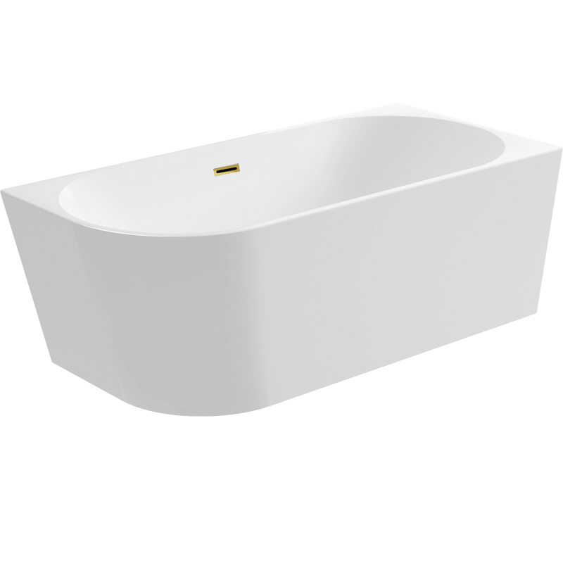 Wanna wolnostojąca narożna prawa AVOLA z pokrywką MIRROR GOLD – 170 x 80 cm