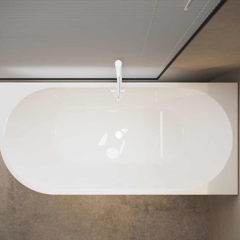 Wanna wolnostojąca narożna prawa AVOLA z pokrywką WHITE – 160 x 80 cm