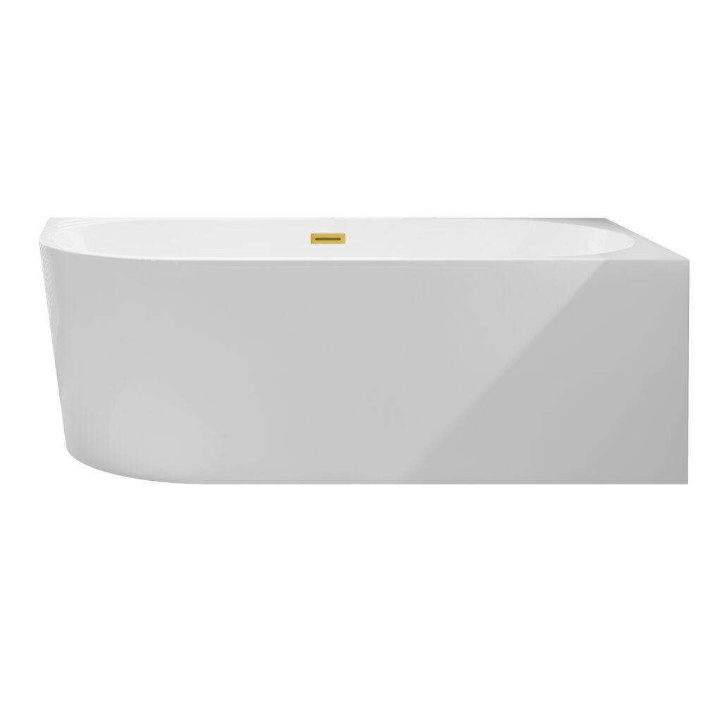 Wanna wolnostojąca narożna prawa AVOLA z pokrywką MIRROR GOLD – 160 x 80 cm
