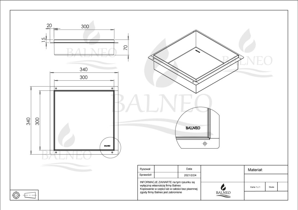 WALL-BOX NO RIM – Półka wnękowa bezramkowa INOX 30x30x7 cm