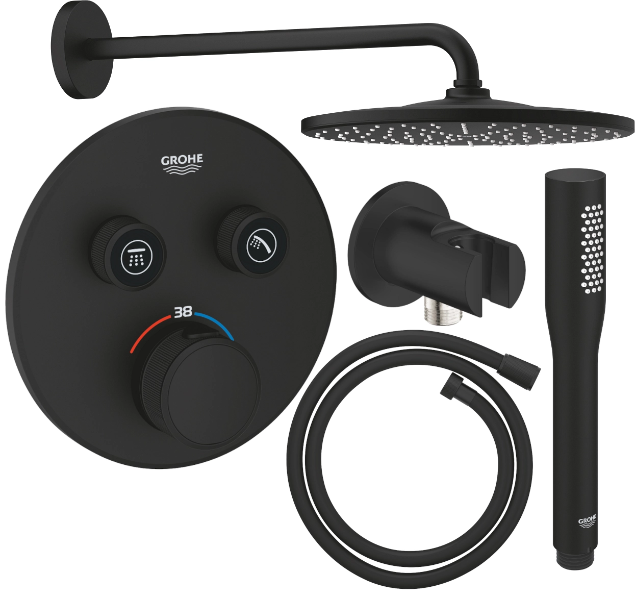 Grohe Grohtherm SmartControl termostatyczny zestaw prysznicowy podtynkowy PGC-18.1 phantom black