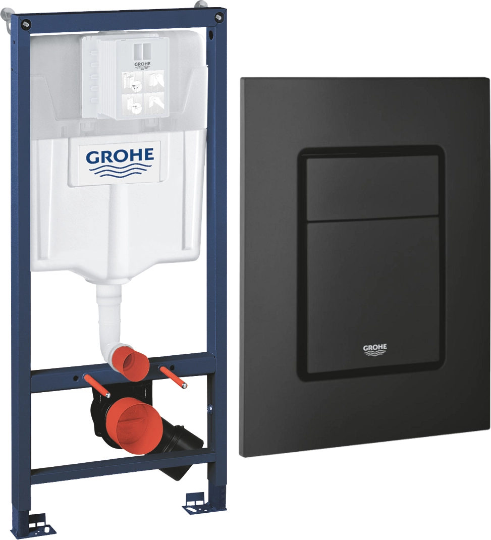 Grohe Rapid SL 3w1 zestaw stelaż + przycisk Skate Cosmopolitan S PGC-11.2 phantom black / czarny mat