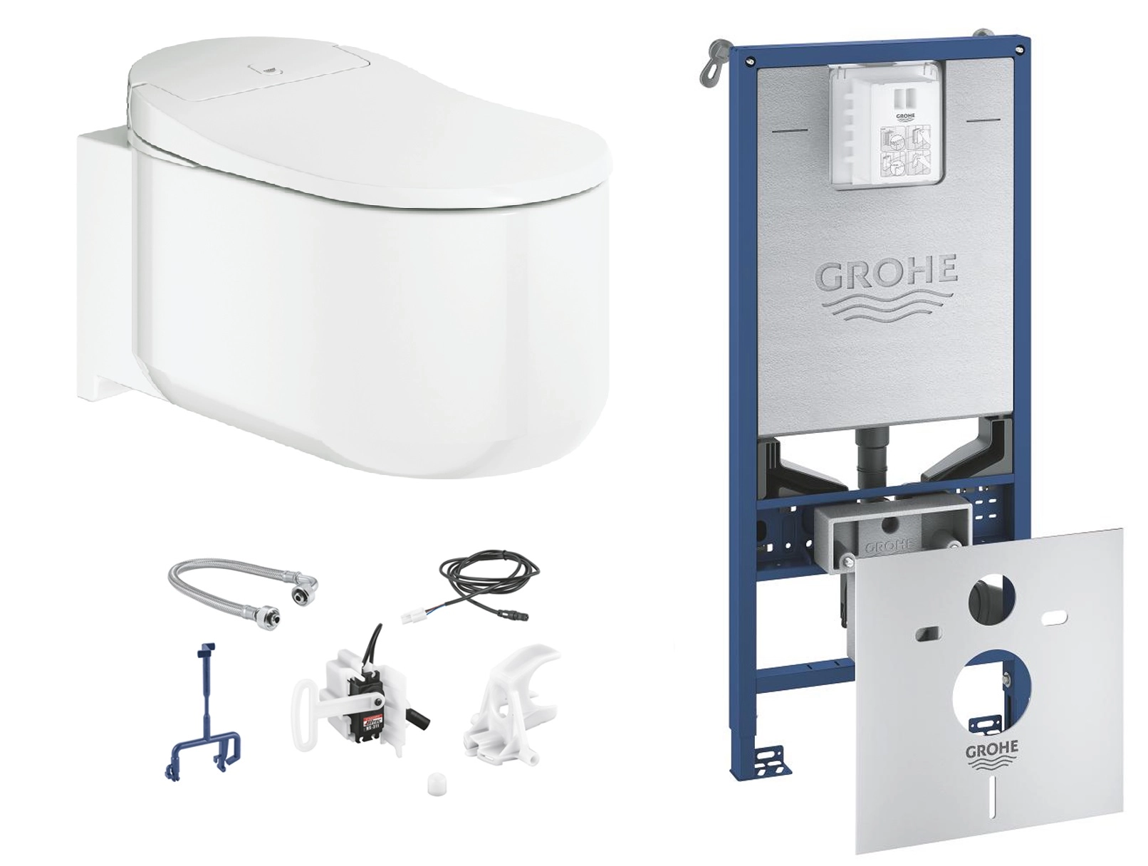 Grohe Rapid SLX zestaw stelaż + toaleta myjąca Sensia Arena + zestaw do spłukiwania automatycznego PGC-17.1 biel alpejska